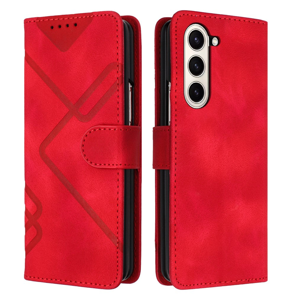 YX0040 For Samsung Galaxy Z Fold5 5G Card Slots Case PU Leather+PC Imprinted Phone Cover