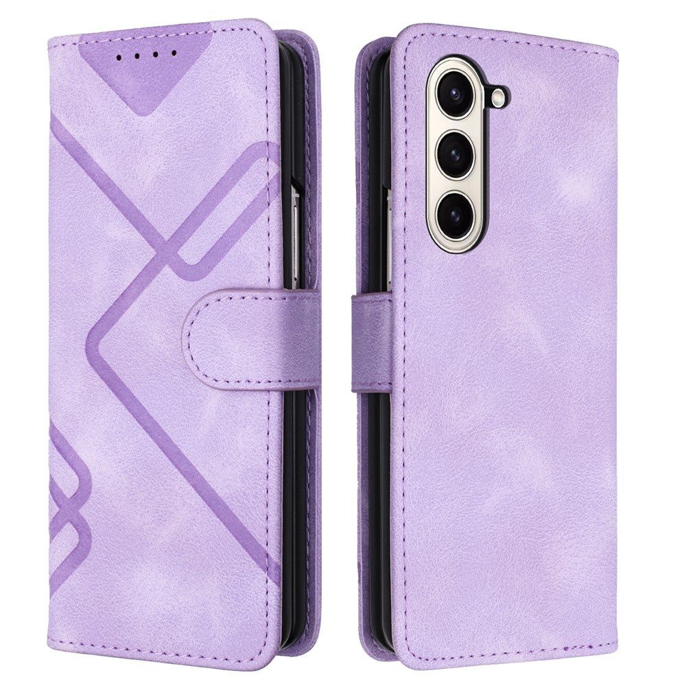 YX0040 For Samsung Galaxy Z Fold5 5G Card Slots Case PU Leather+PC Imprinted Phone Cover