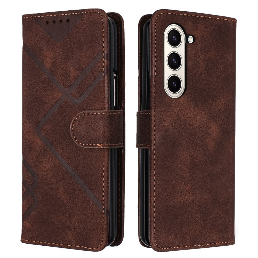 YX0040 For Samsung Galaxy Z Fold5 5G Card Slots Case PU Leather+PC Imprinted Phone Cover