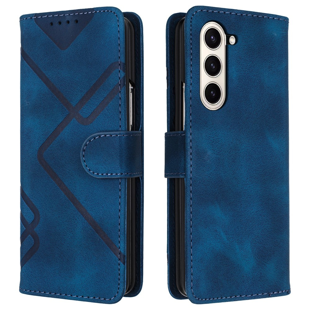 YX0040 For Samsung Galaxy Z Fold5 5G Card Slots Case PU Leather+PC Imprinted Phone Cover