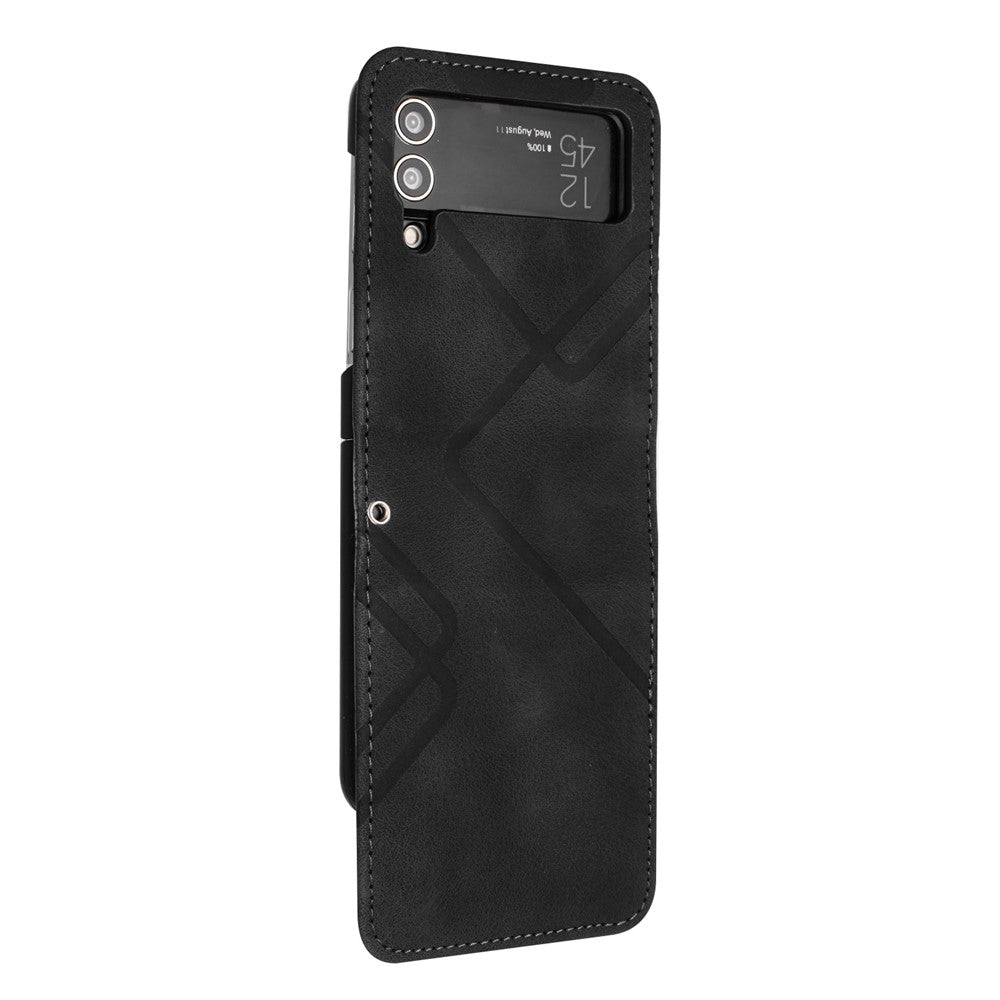 YX0040 Til Samsung Galaxy Z Flip4 5G telefoncover PU-læder+PC-mønsterpræget cover