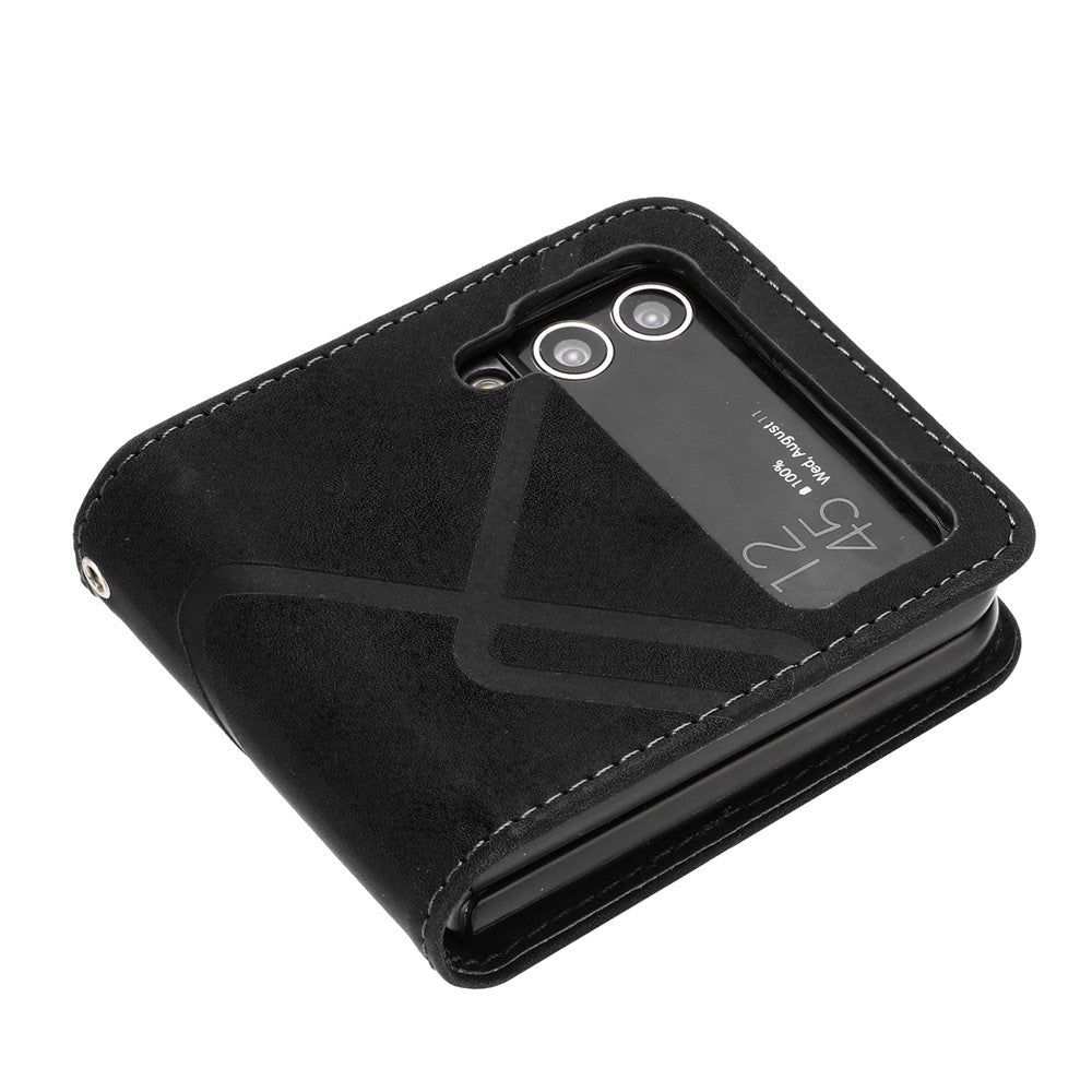 YX0040 Til Samsung Galaxy Z Flip4 5G telefoncover PU-læder+PC-mønsterpræget cover