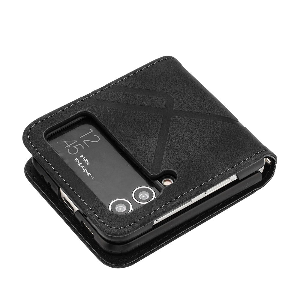 YX0040 Til Samsung Galaxy Z Flip4 5G telefoncover PU-læder+PC-mønsterpræget cover