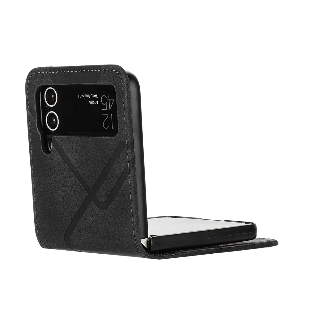 YX0040 Til Samsung Galaxy Z Flip4 5G telefoncover PU-læder+PC-mønsterpræget cover