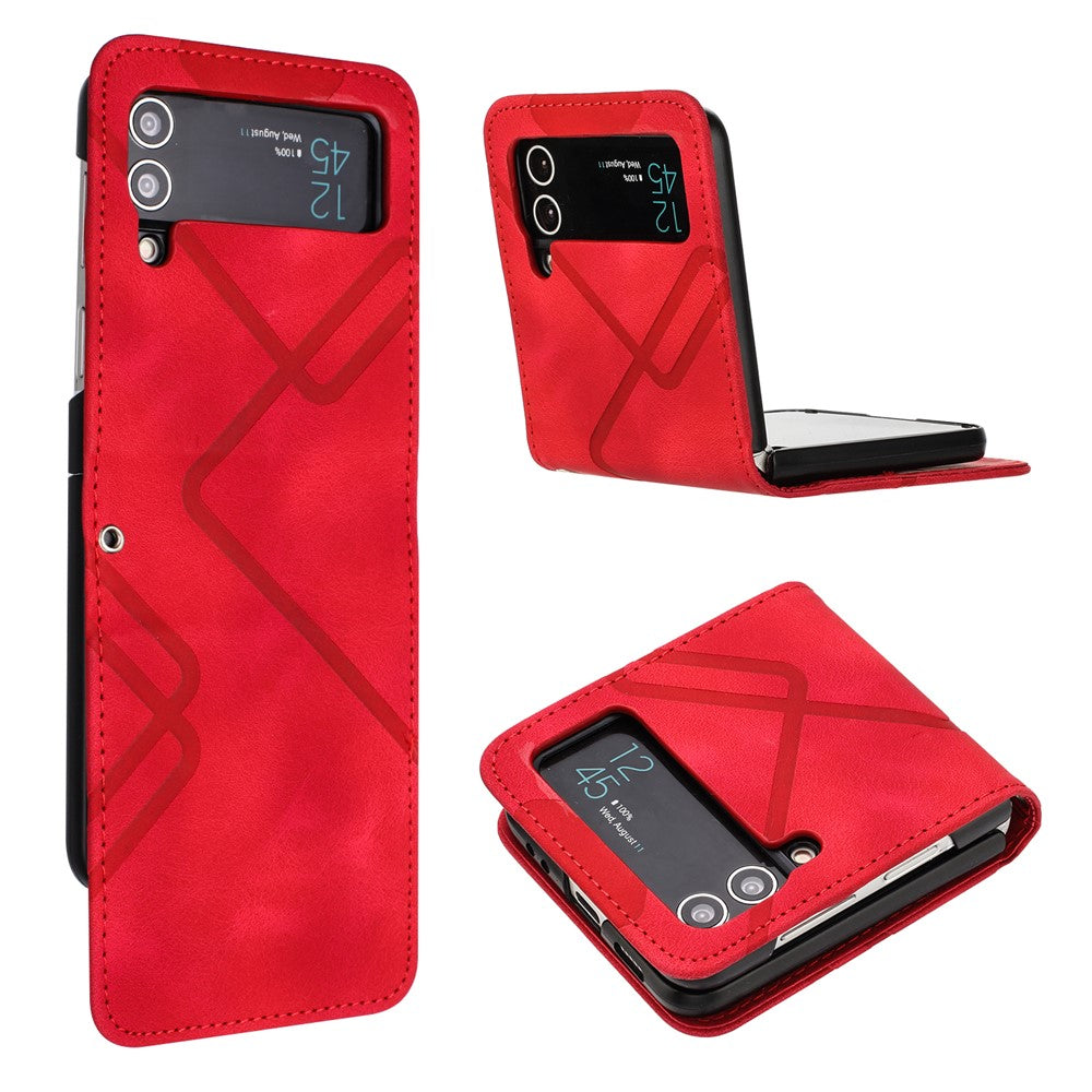 YX0040 Til Samsung Galaxy Z Flip4 5G telefoncover PU-læder+PC-mønsterpræget cover