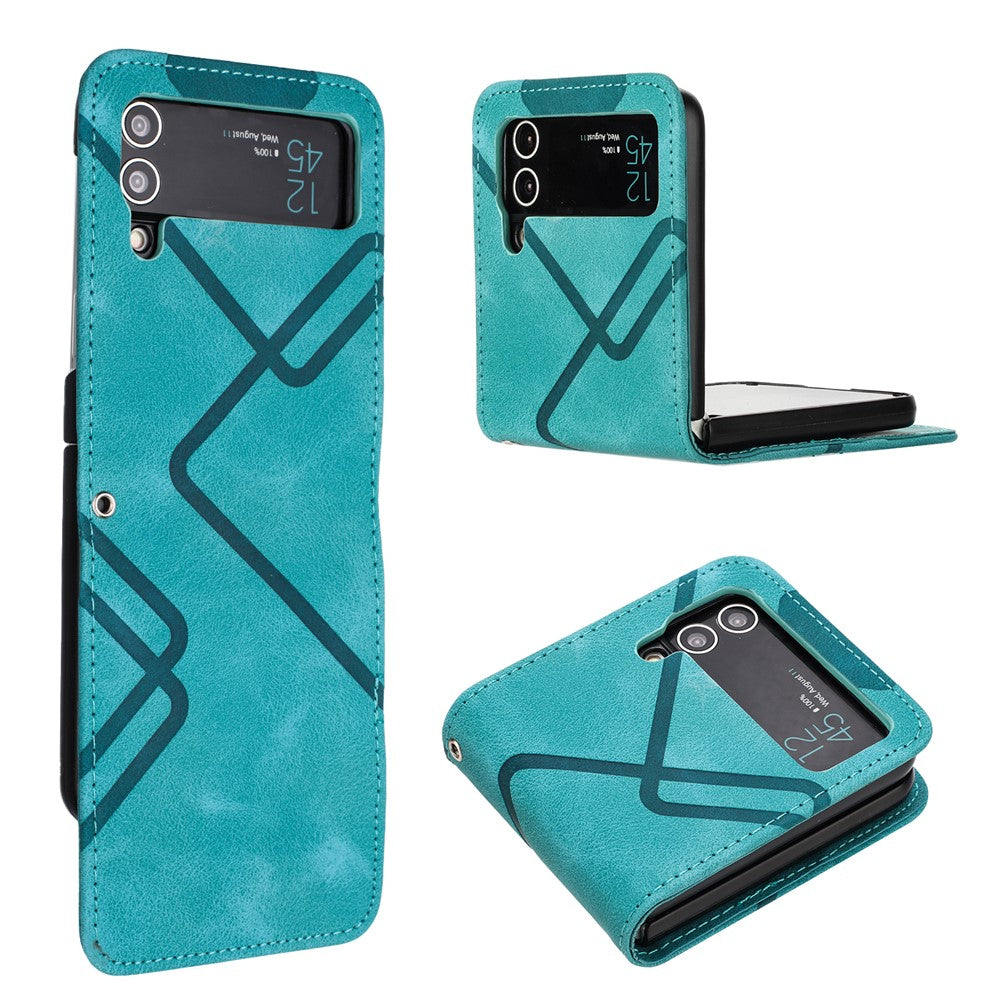 YX0040 Til Samsung Galaxy Z Flip4 5G telefoncover PU-læder+PC-mønsterpræget cover