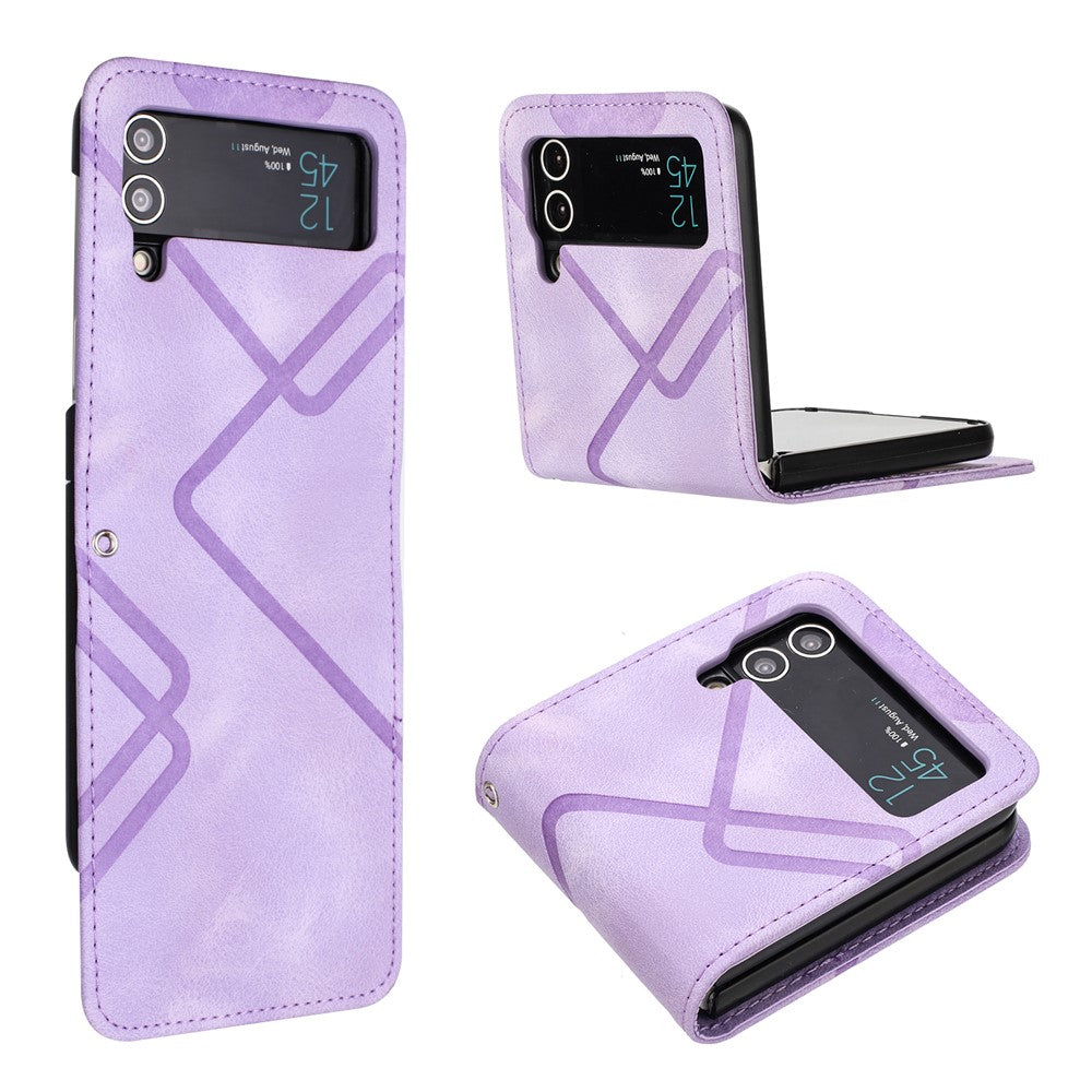 YX0040 Til Samsung Galaxy Z Flip4 5G telefoncover PU-læder+PC-mønsterpræget cover