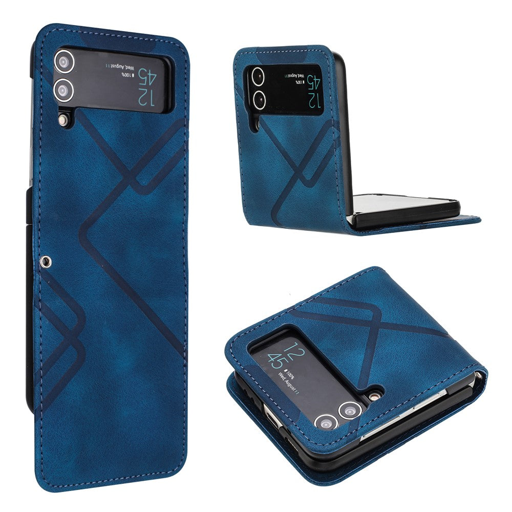 YX0040 Til Samsung Galaxy Z Flip4 5G telefoncover PU-læder+PC-mønsterpræget cover