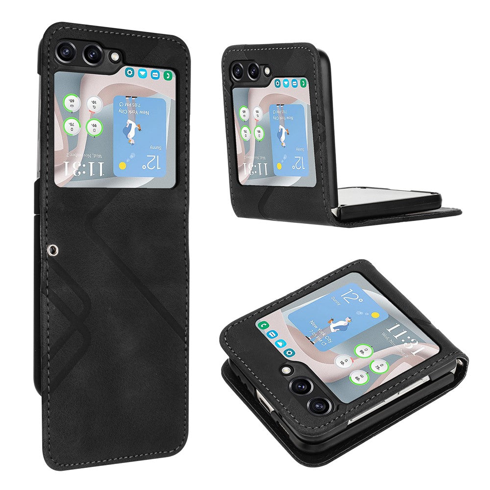YX0040 For Samsung Galaxy Z Flip5 5G PU Leather+PC Shell Pattern Imprinted Protective Phone Case