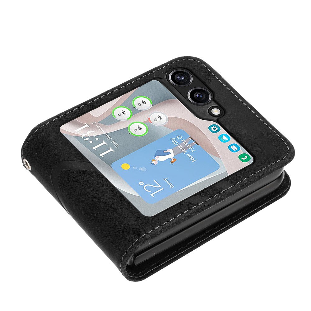 YX0040 For Samsung Galaxy Z Flip5 5G PU Leather+PC Shell Pattern Imprinted Protective Phone Case