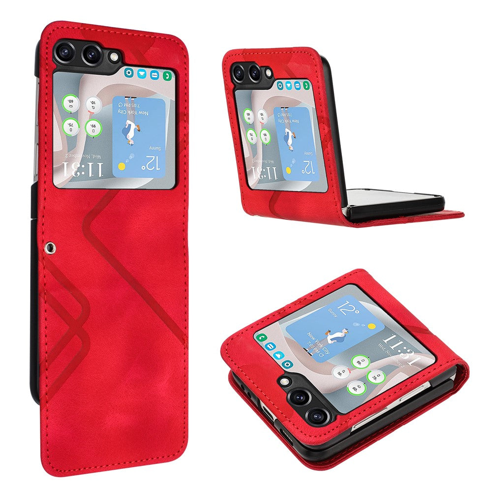 YX0040 For Samsung Galaxy Z Flip5 5G PU Leather+PC Shell Pattern Imprinted Protective Phone Case