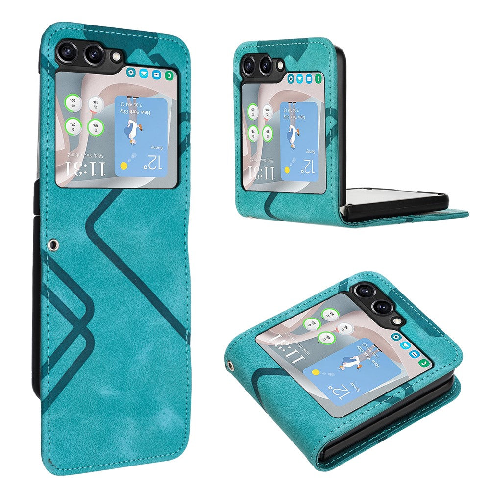 YX0040 For Samsung Galaxy Z Flip5 5G PU Leather+PC Shell Pattern Imprinted Protective Phone Case