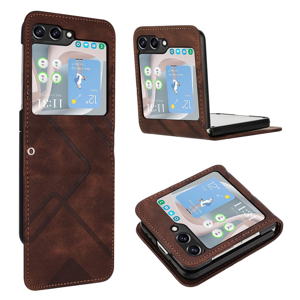 YX0040 For Samsung Galaxy Z Flip5 5G PU Leather+PC Shell Pattern Imprinted Protective Phone Case