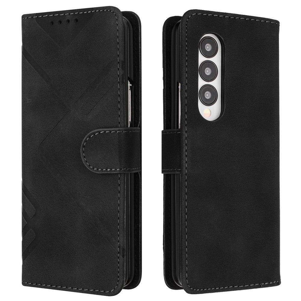 YX0040 For Samsung Galaxy Z Fold4 5G PU Leather+PC Card Holder Case Imprinted Phone Cover
