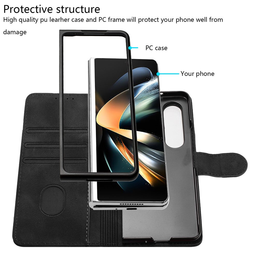 YX0040 For Samsung Galaxy Z Fold4 5G PU Leather+PC Card Holder Case Imprinted Phone Cover