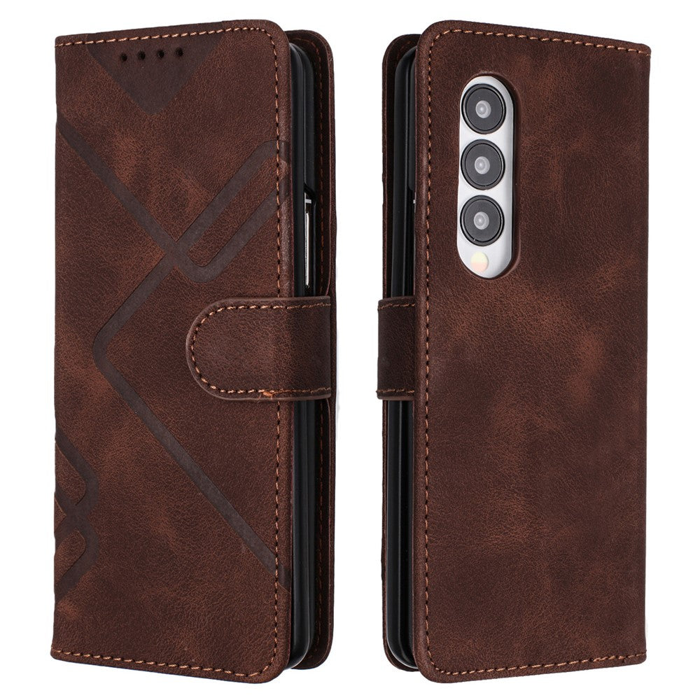YX0040 For Samsung Galaxy Z Fold4 5G PU Leather+PC Card Holder Case Imprinted Phone Cover