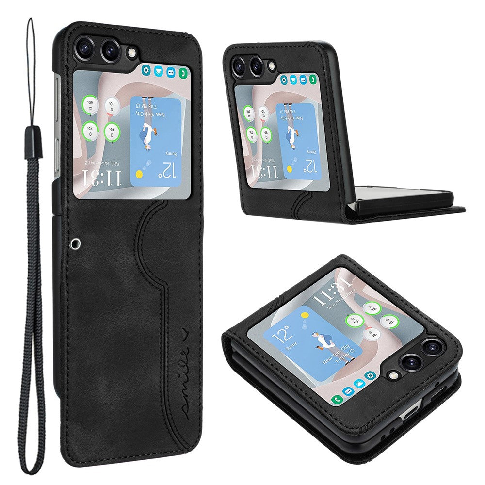YX0030 For Samsung Galaxy Z Flip5 5G Imprinted PU Leather+PC Phone Case Ultra-Thin Shockproof Cover