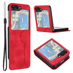 YX0030 For Samsung Galaxy Z Flip5 5G Imprinted PU Leather+PC Phone Case Ultra-Thin Shockproof Cover