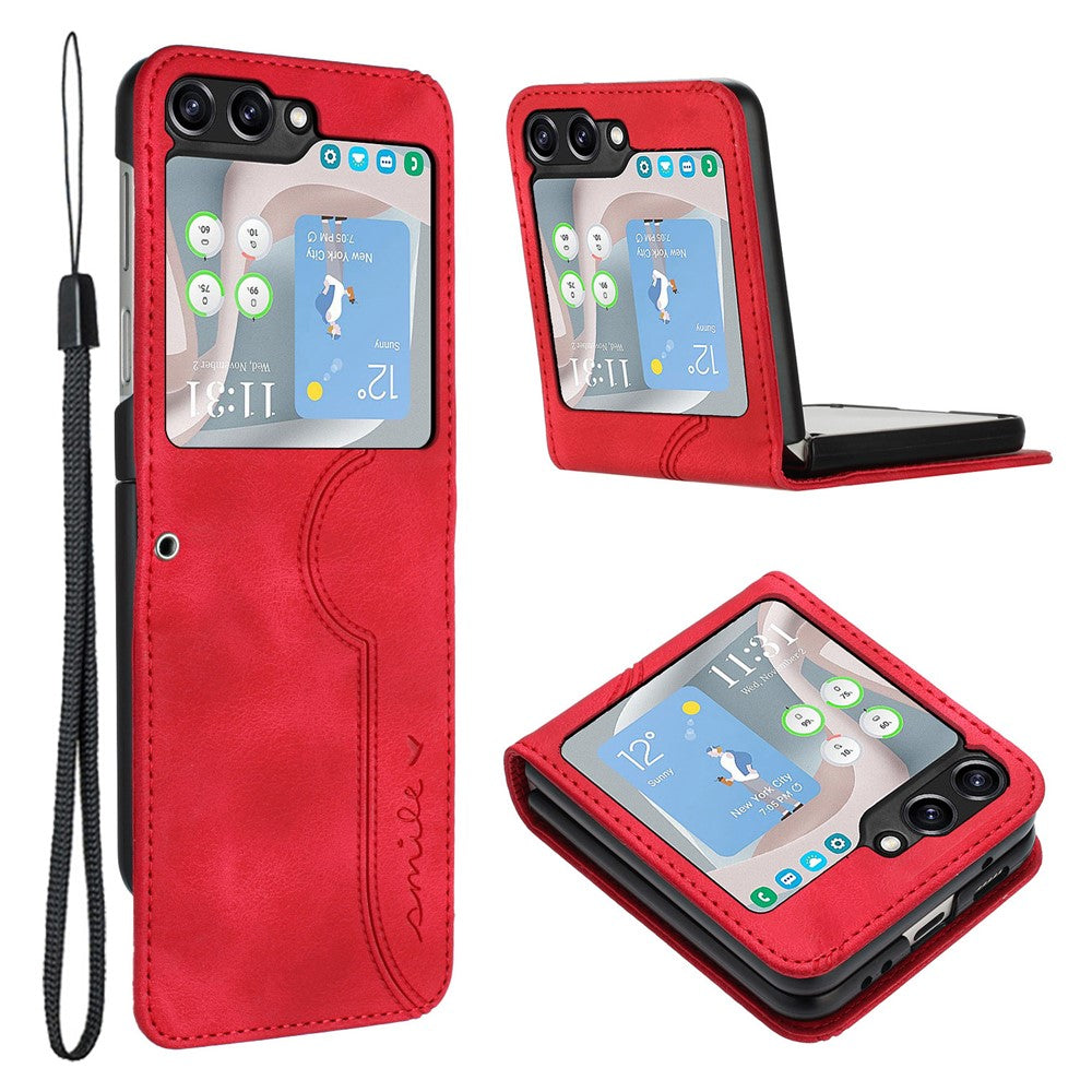 YX0030 For Samsung Galaxy Z Flip5 5G Imprinted PU Leather+PC Phone Case Ultra-Thin Shockproof Cover
