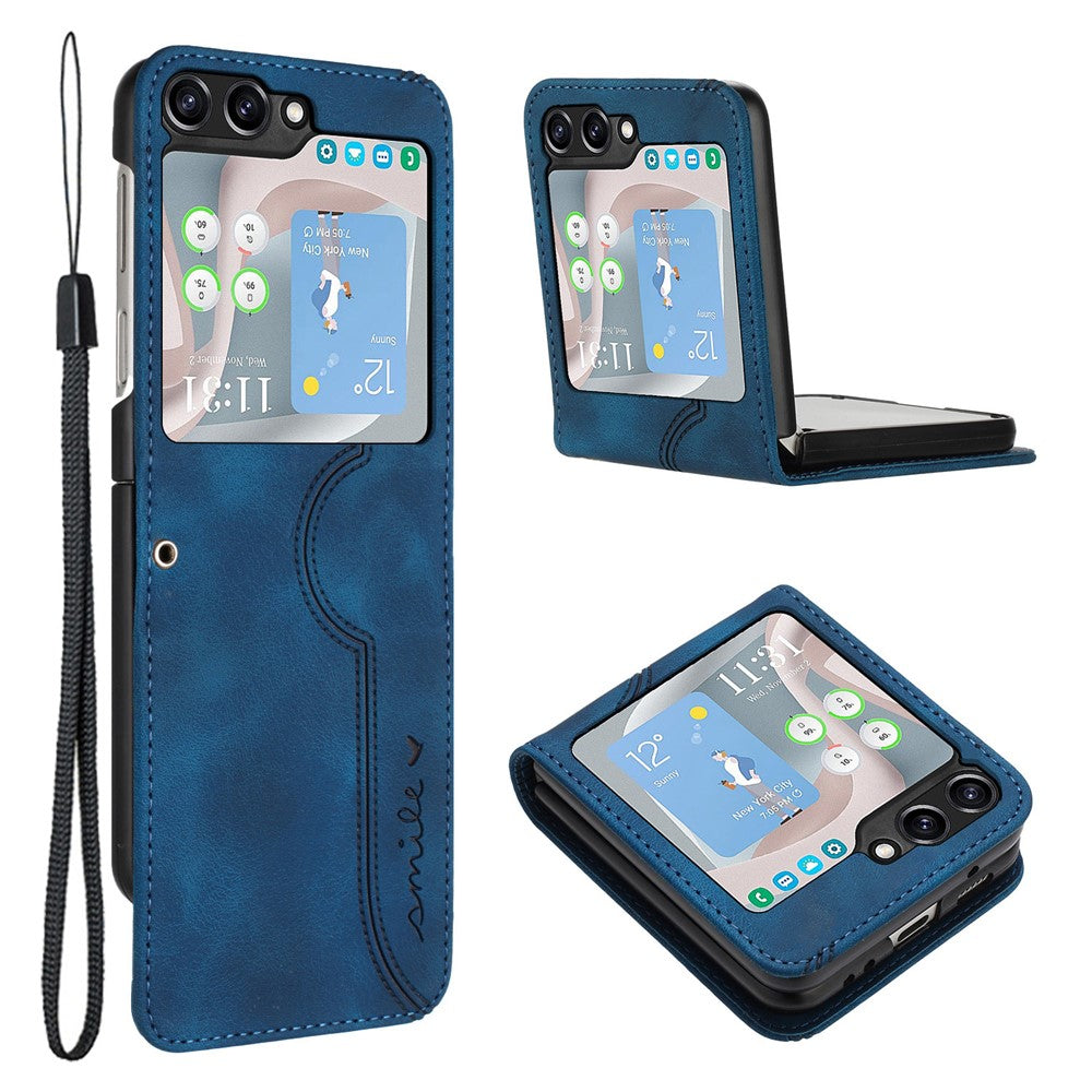YX0030 For Samsung Galaxy Z Flip5 5G Imprinted PU Leather+PC Phone Case Ultra-Thin Shockproof Cover
