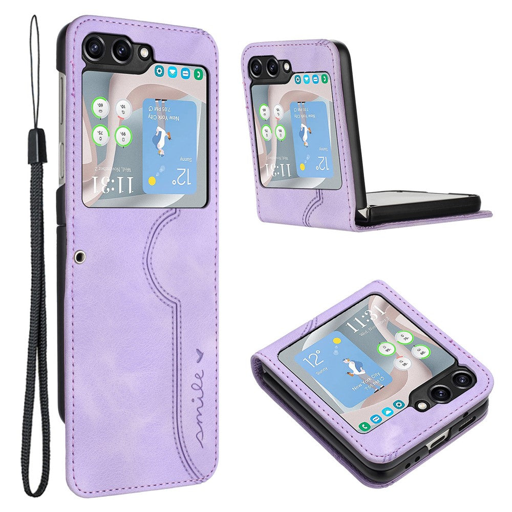 YX0030 For Samsung Galaxy Z Flip5 5G Imprinted PU Leather+PC Phone Case Ultra-Thin Shockproof Cover