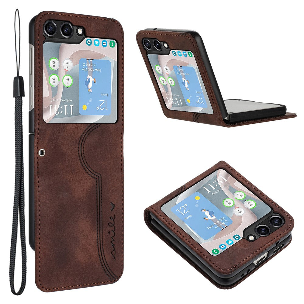 YX0030 For Samsung Galaxy Z Flip5 5G Imprinted PU Leather+PC Phone Case Ultra-Thin Shockproof Cover
