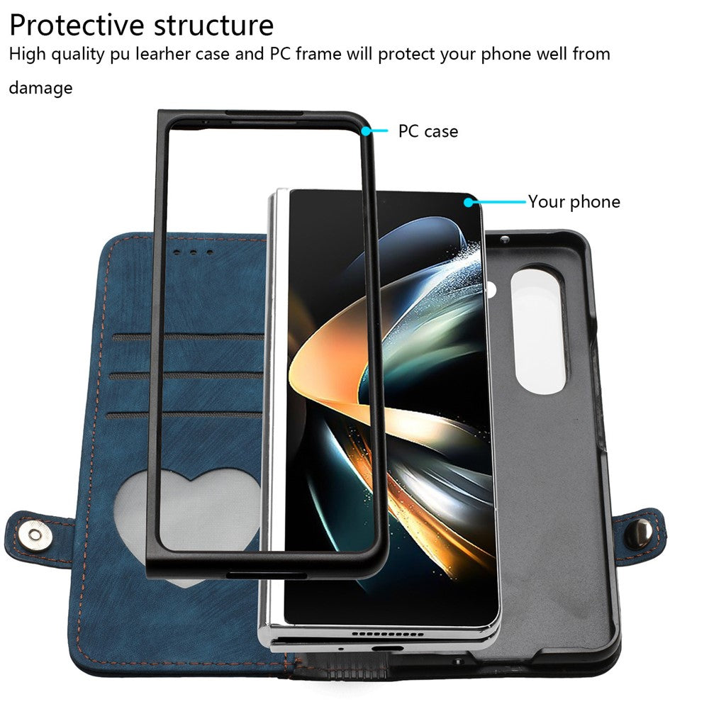 YX0020 For Samsung Galaxy Z Fold5 5G PU Leather+PC Phone Case Card Slots Shockproof Cover