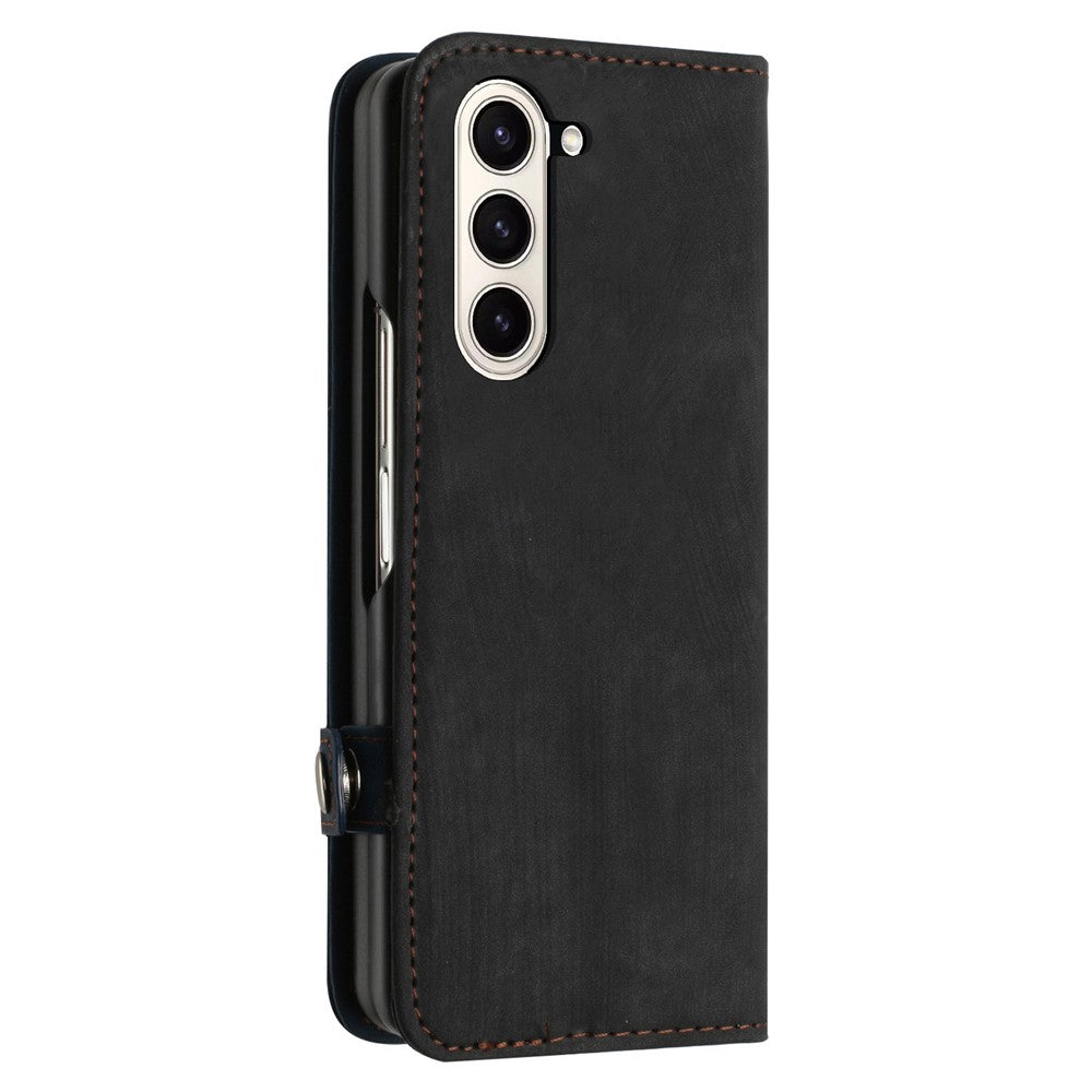 YX0020 For Samsung Galaxy Z Fold5 5G PU Leather+PC Phone Case Card Slots Shockproof Cover