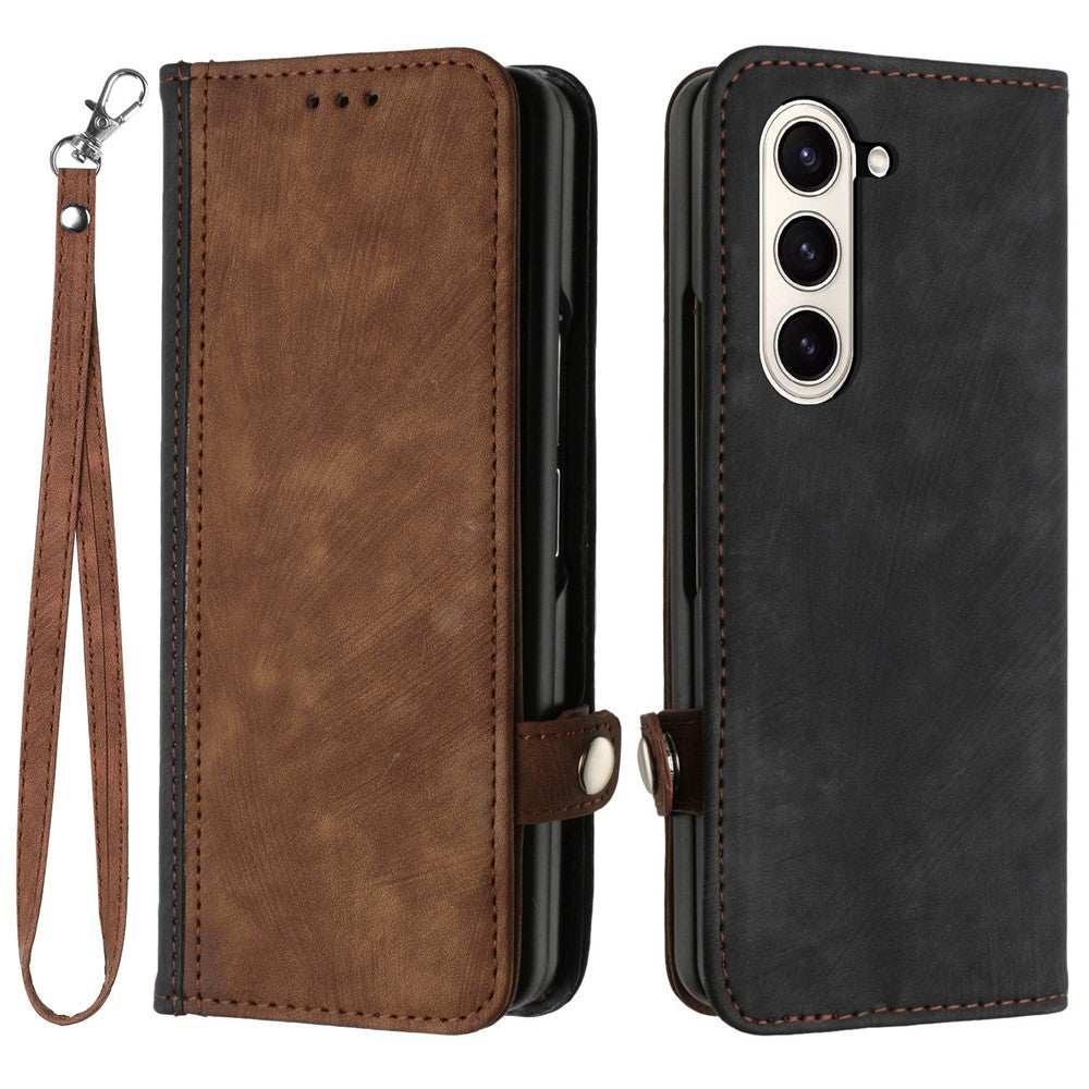 YX0020 For Samsung Galaxy Z Fold5 5G PU Leather+PC Phone Case Card Slots Shockproof Cover