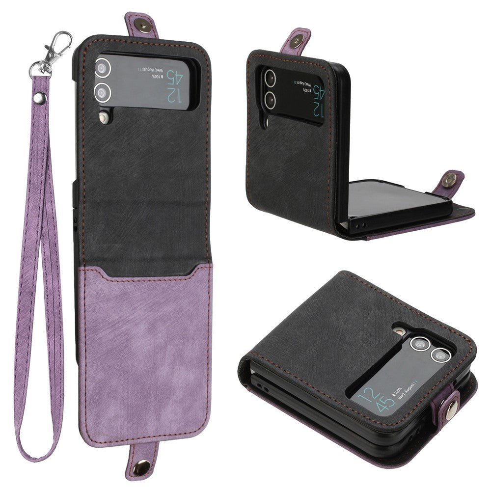 YX0020 Til Samsung Galaxy Z Flip4 5G Kortlomme-telefoncover PU-læder+PC-telefoncover