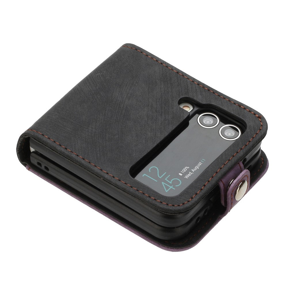 YX0020 Til Samsung Galaxy Z Flip4 5G Kortlomme-telefoncover PU-læder+PC-telefoncover