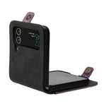 YX0020 For Samsung Galaxy Z Flip3 5G PU Leather+PC Case Card Holder Folding Phone Cover