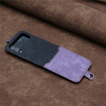 YX0020 For Samsung Galaxy Z Flip3 5G PU Leather+PC Case Card Holder Folding Phone Cover