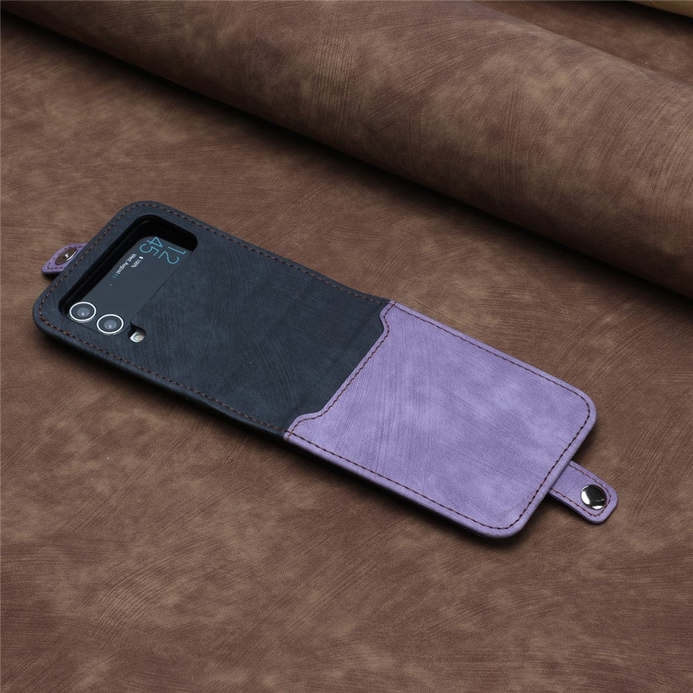 YX0020 For Samsung Galaxy Z Flip3 5G PU Leather+PC Case Card Holder Folding Phone Cover