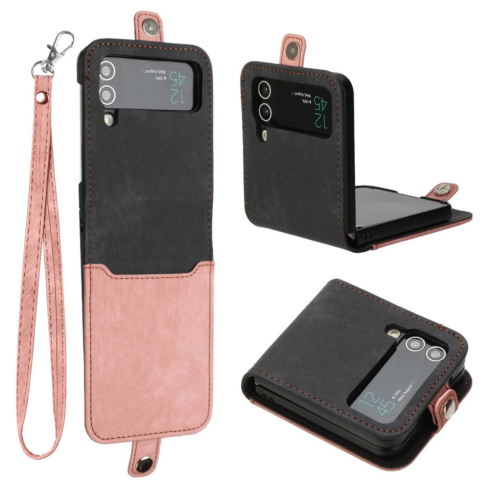 YX0020 For Samsung Galaxy Z Flip3 5G PU Leather+PC Case Card Holder Folding Phone Cover