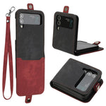 YX0020 For Samsung Galaxy Z Flip3 5G PU Leather+PC Case Card Holder Folding Phone Cover