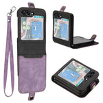 YX0020 Til Samsung Galaxy Z Flip5 5G Foldbar Telefonetui, Kortholder, PU-læder+PC-cover