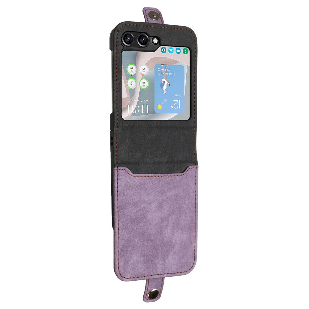 YX0020 Til Samsung Galaxy Z Flip5 5G Foldbar Telefonetui, Kortholder, PU-læder+PC-cover