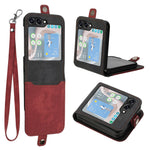 YX0020 Til Samsung Galaxy Z Flip5 5G Foldbar Telefonetui, Kortholder, PU-læder+PC-cover