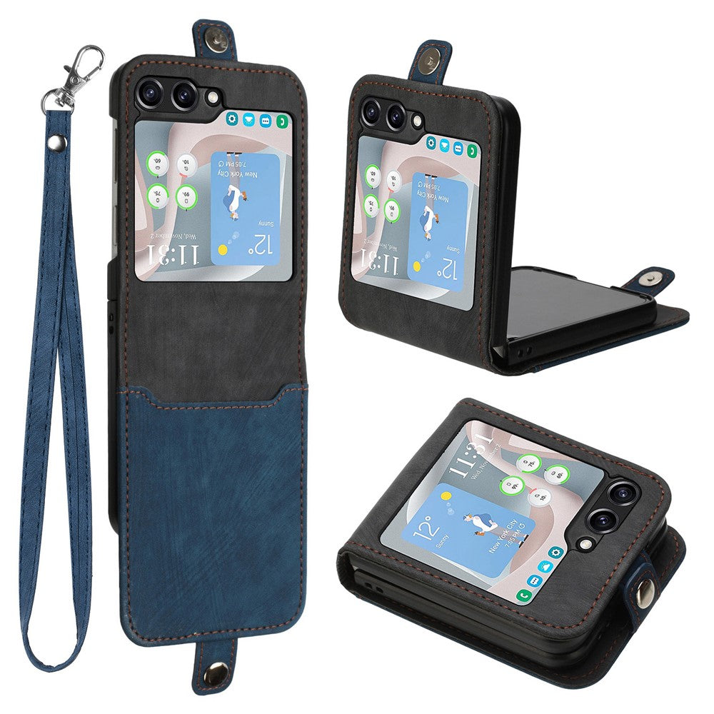 YX0020 Til Samsung Galaxy Z Flip5 5G Foldbar Telefonetui, Kortholder, PU-læder+PC-cover