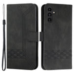 For Samsung Galaxy A24 4G (162.1mm) Phone Case with Strap Imprint PU Leather Wallet Stand Cover
