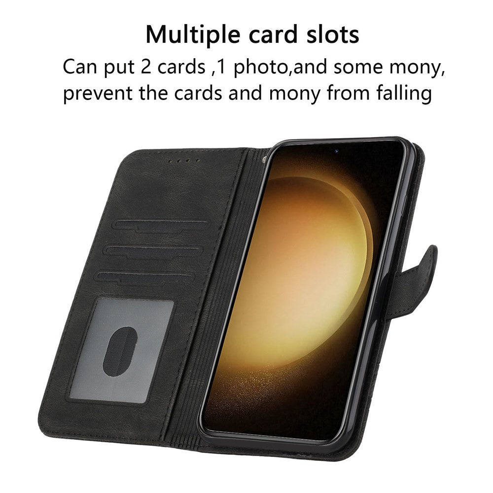 For Samsung Galaxy A24 4G (162.1mm) Phone Case with Strap Imprint PU Leather Wallet Stand Cover