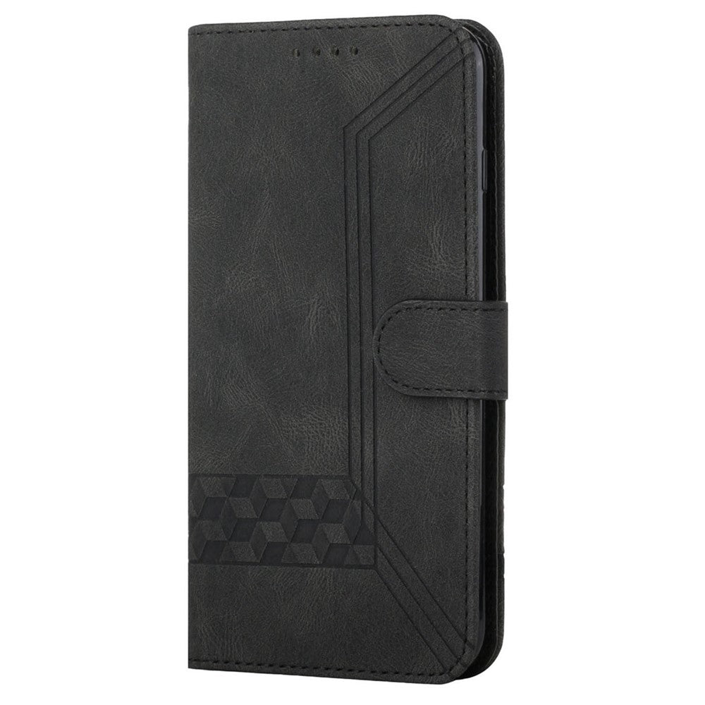 For Samsung Galaxy A24 4G (162.1mm) Phone Case with Strap Imprint PU Leather Wallet Stand Cover
