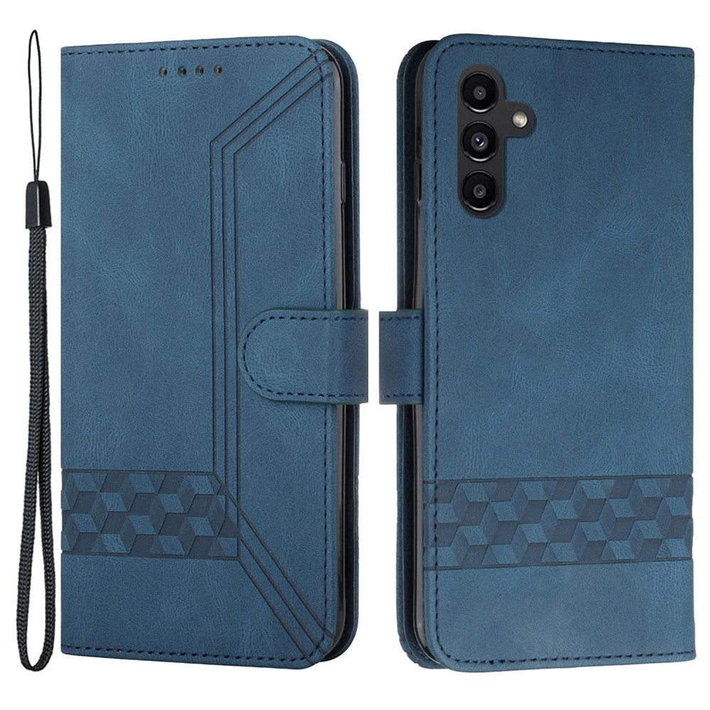 For Samsung Galaxy A24 4G (162.1mm) Phone Case with Strap Imprint PU Leather Wallet Stand Cover