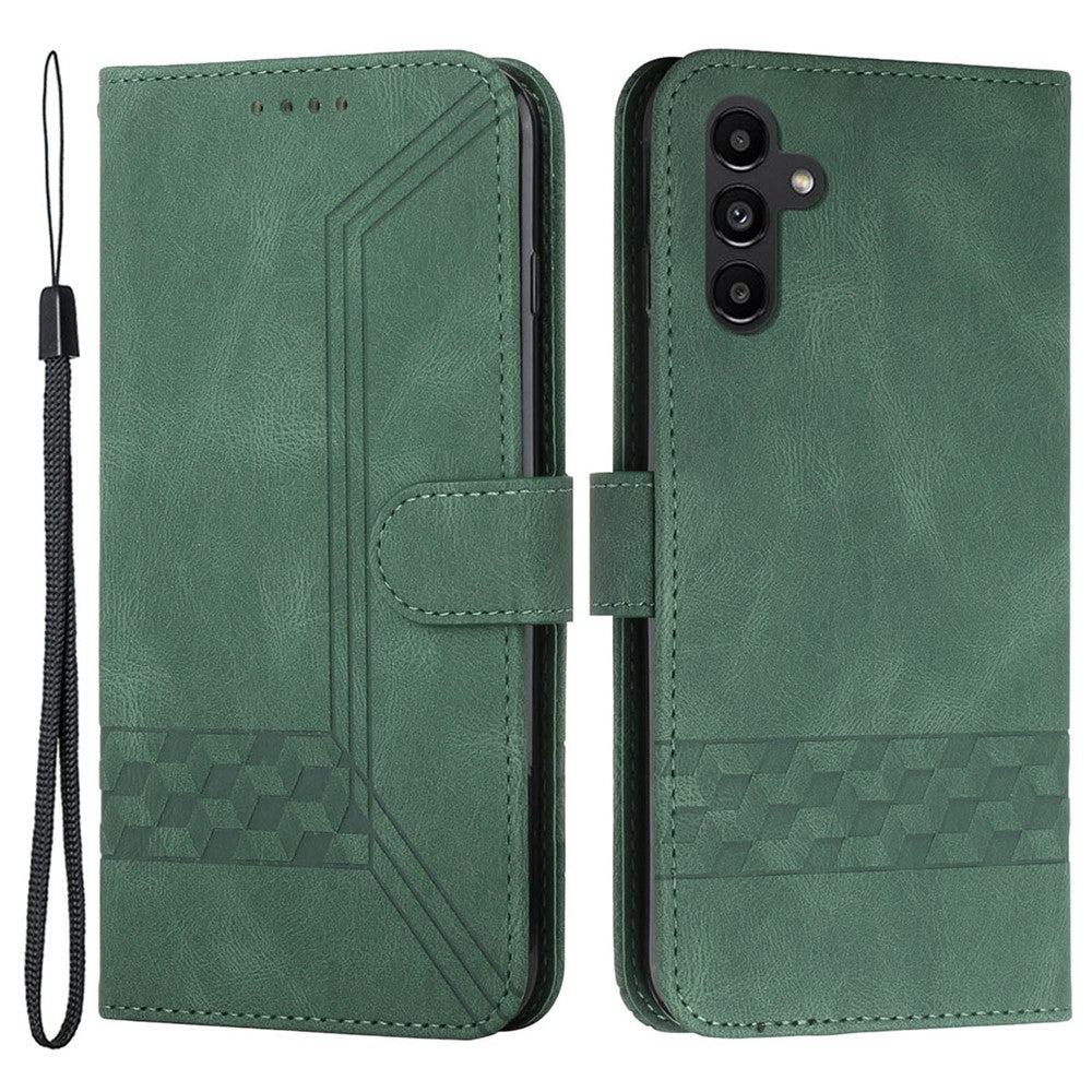 For Samsung Galaxy A24 4G (162.1mm) Phone Case with Strap Imprint PU Leather Wallet Stand Cover