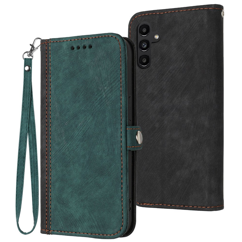 YX0020 For Samsung Galaxy A24 4G (162.1 x 77.6 x 8.3mm) Phone Wallet Case Anti-scratch Leather Stand Cover with Strap