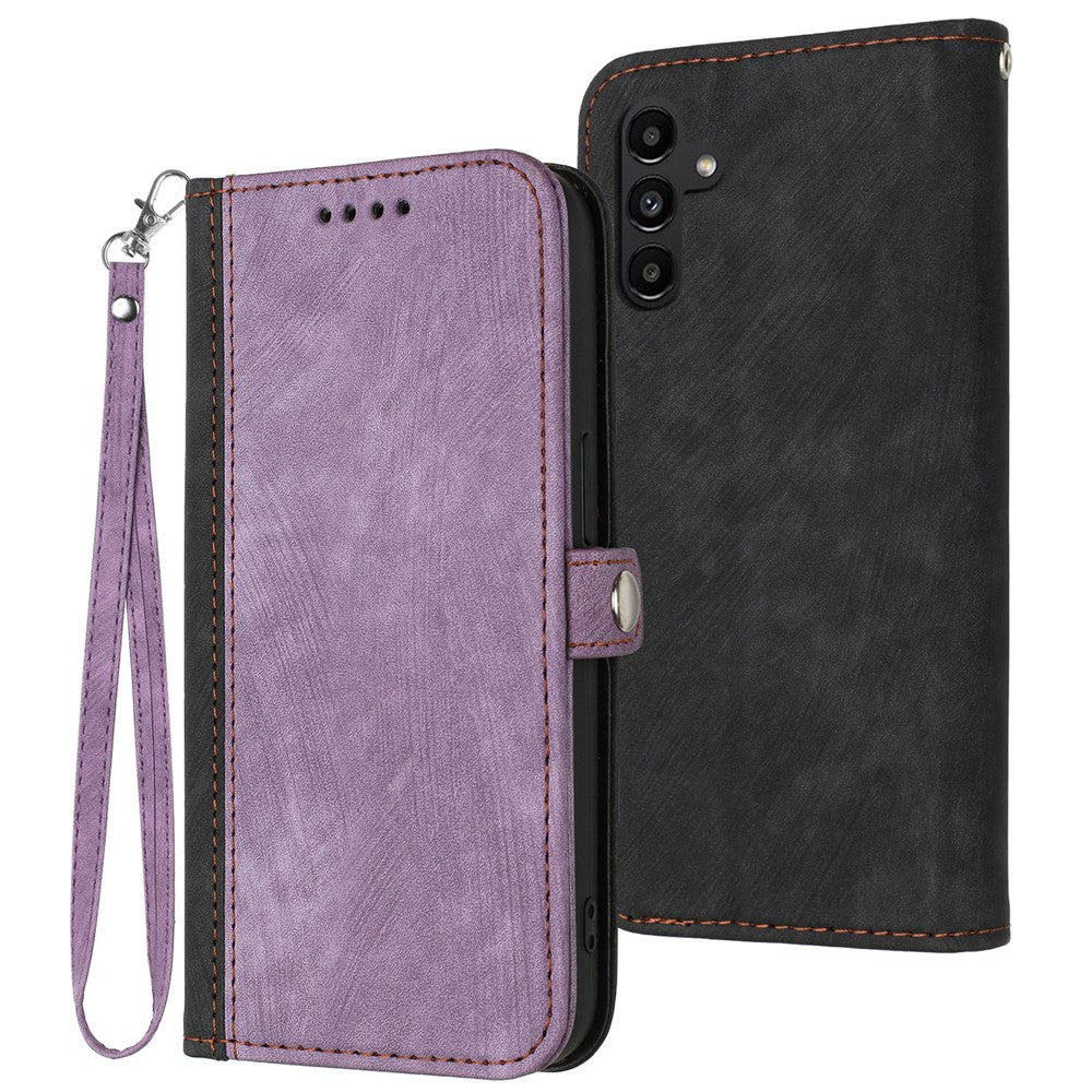 YX0020 For Samsung Galaxy A24 4G (162.1 x 77.6 x 8.3mm) Phone Wallet Case Anti-scratch Leather Stand Cover with Strap