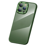 Crystal Clear PC+TPU Case for iPhone 15 Shockproof Slim Phone Cover with Metal Lens Frame