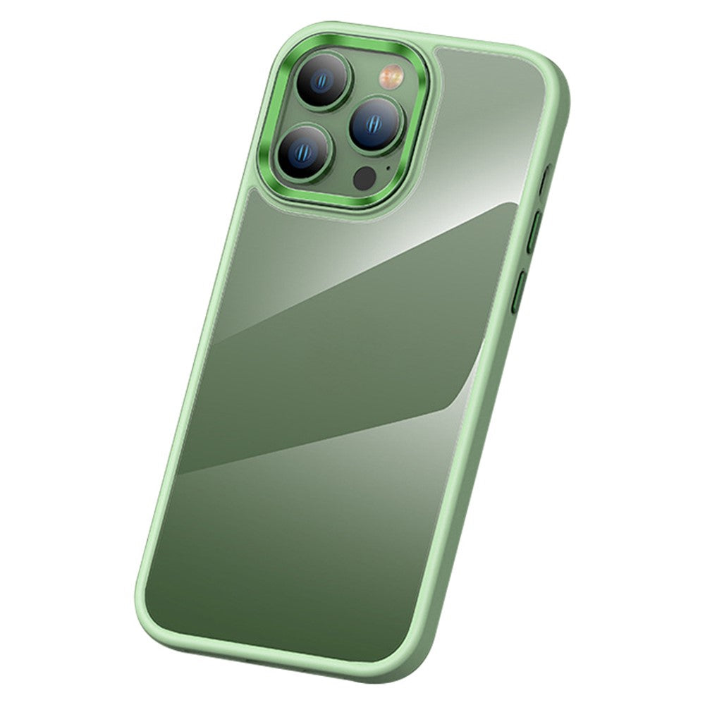 Crystal Clear PC+TPU Case for iPhone 15 Shockproof Slim Phone Cover with Metal Lens Frame