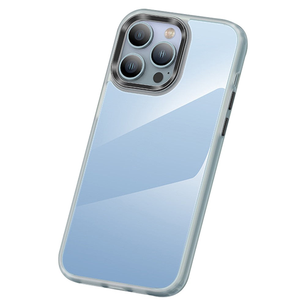 Crystal Clear PC+TPU Case for iPhone 15 Shockproof Slim Phone Cover with Metal Lens Frame